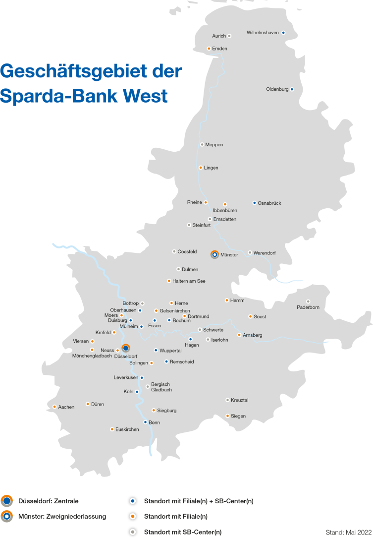 Geschäftsgebiet der Sparda-Bank West