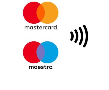 Logo von Mastercard mit Kontaktlos Wellen