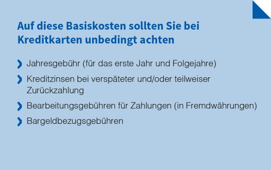 Basiskosten bei Kreditkarten 