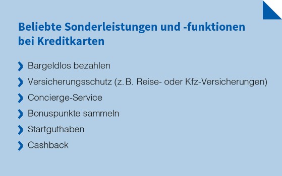 Sonderleistungen bei Kreditkarten