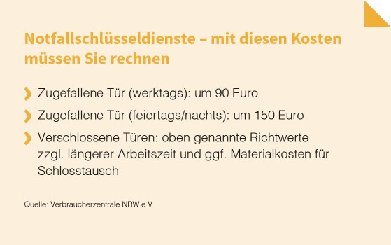 Kosten für Schlüseldienste